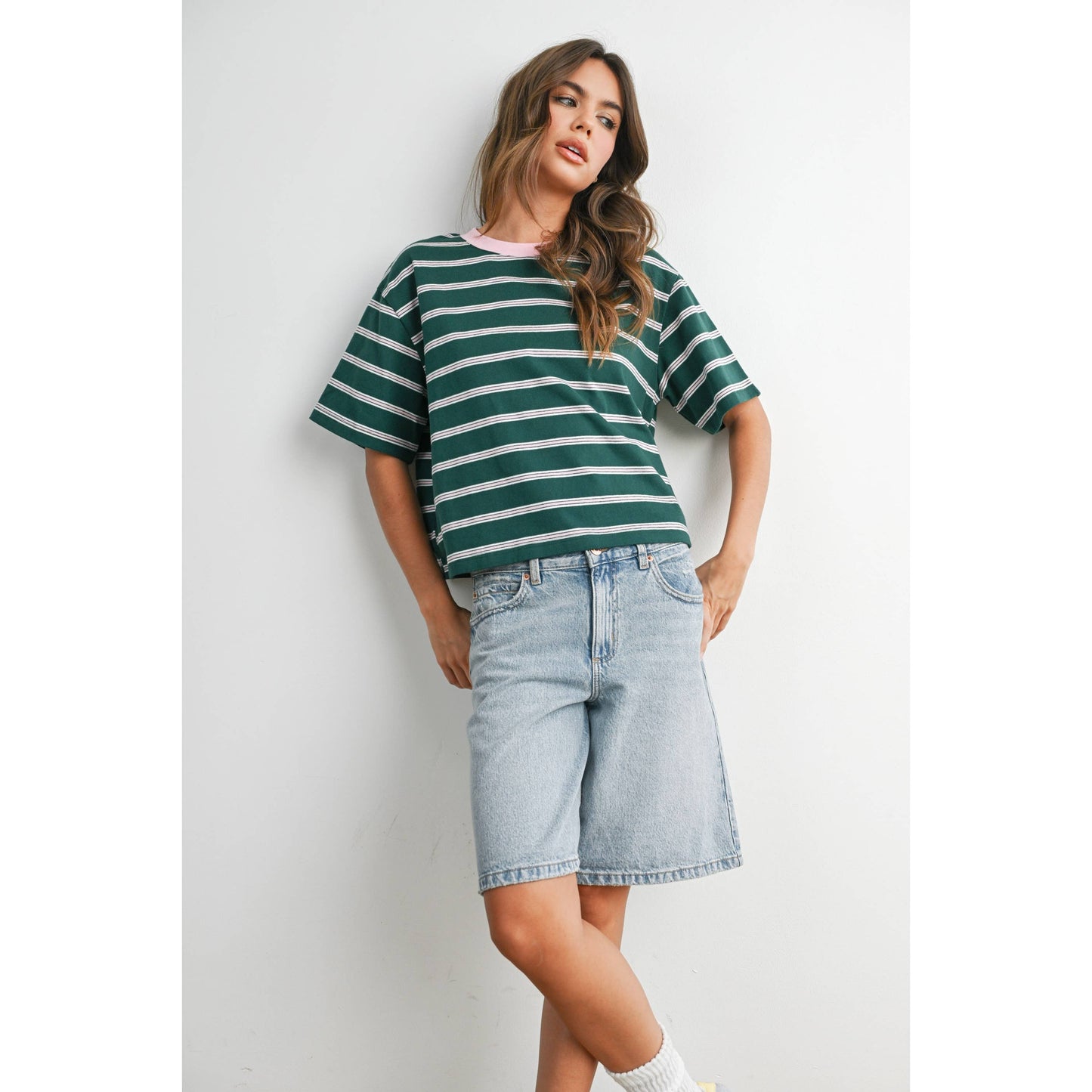 Holden Striped Boxy Cropped T-Shirt