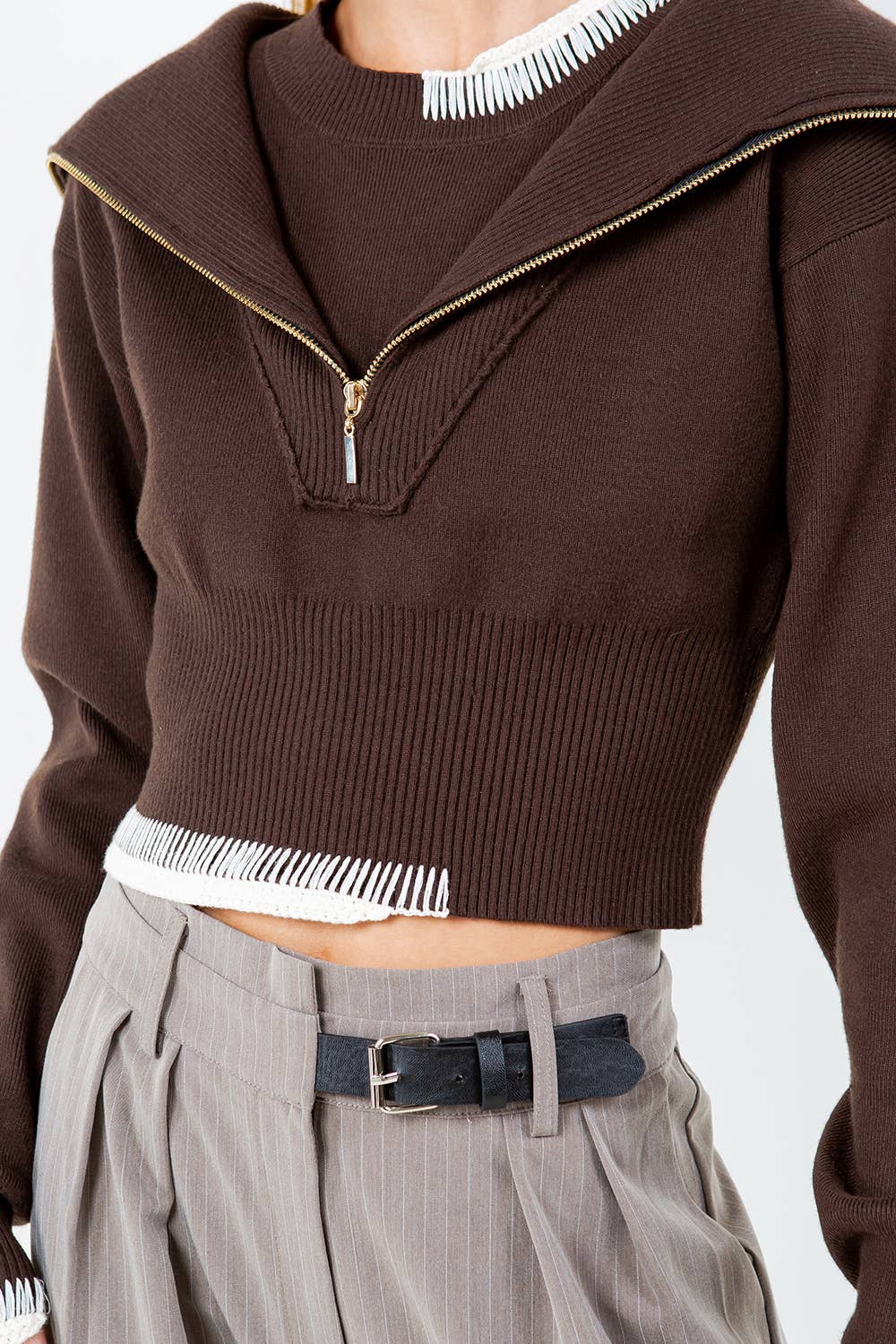 Irina Foldover Zip Sweater