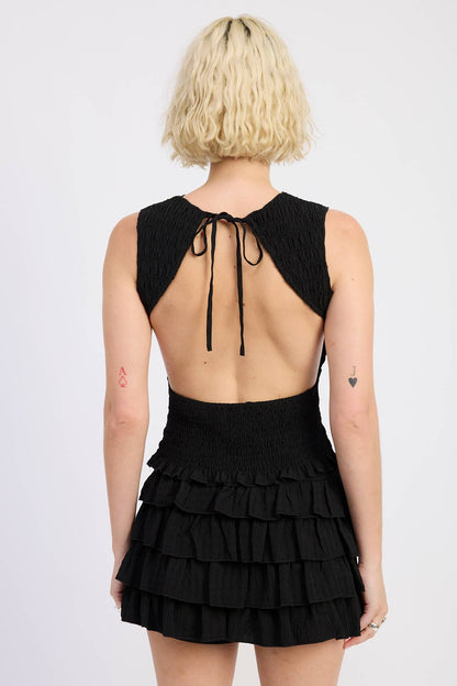 Iliana Smocked open Back Sleeveless Top