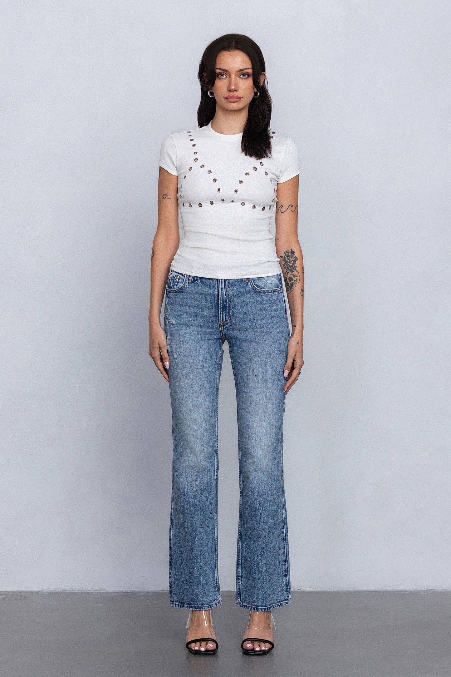 Francesca Ribbed Grommet Top