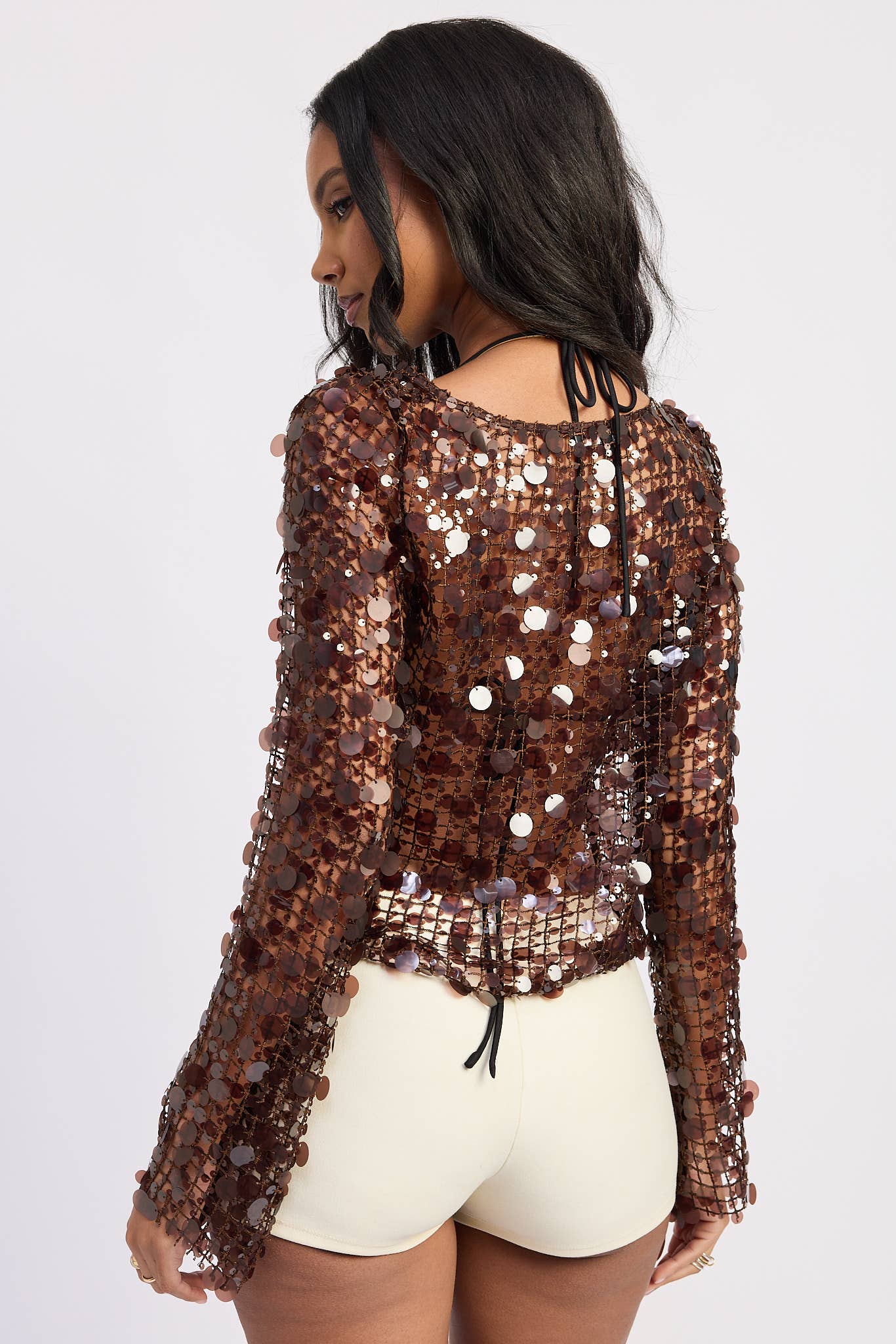 Hope Long Sleeve Sequin Mesh Top