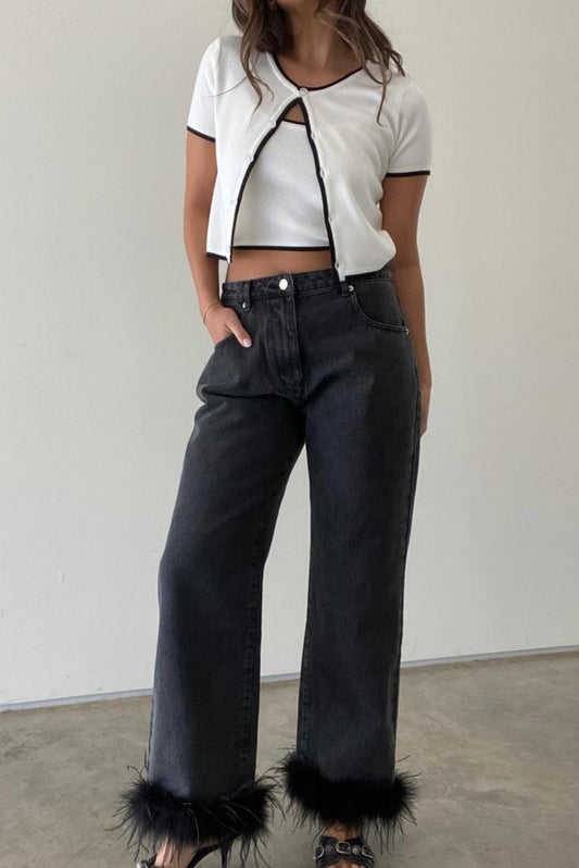 Devin Feather Trim Jeans
