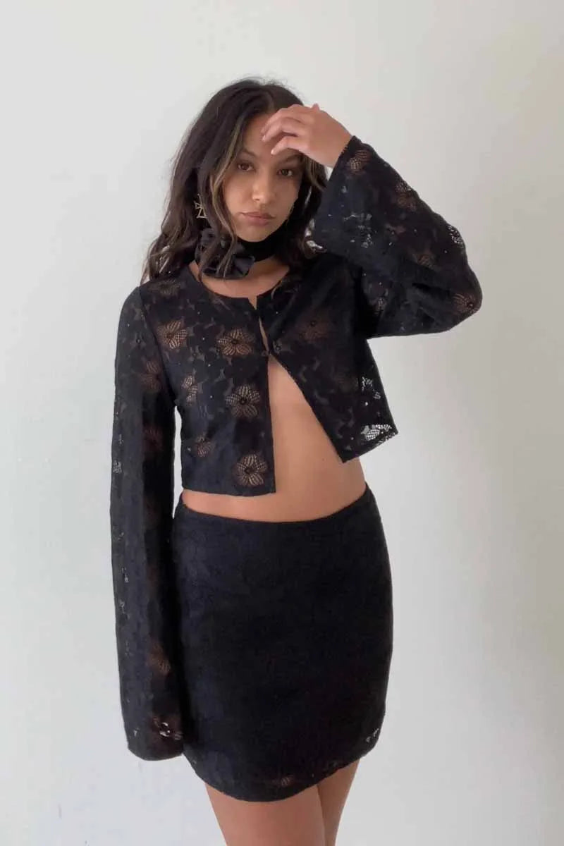 Flora Floral Lace Mini Skirt