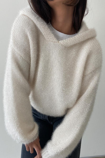 Dori Metallic Knit Crop Hoodie
