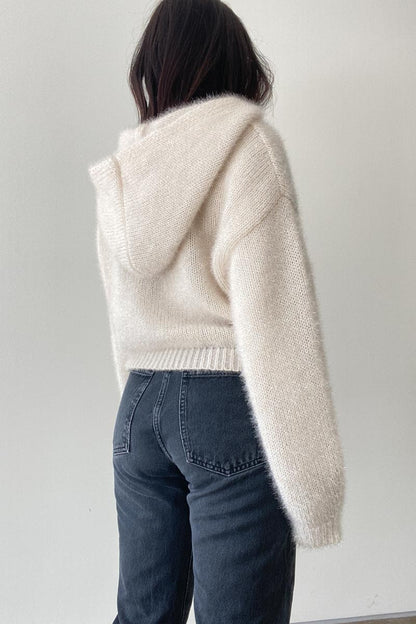 Dori Metallic Knit Crop Hoodie