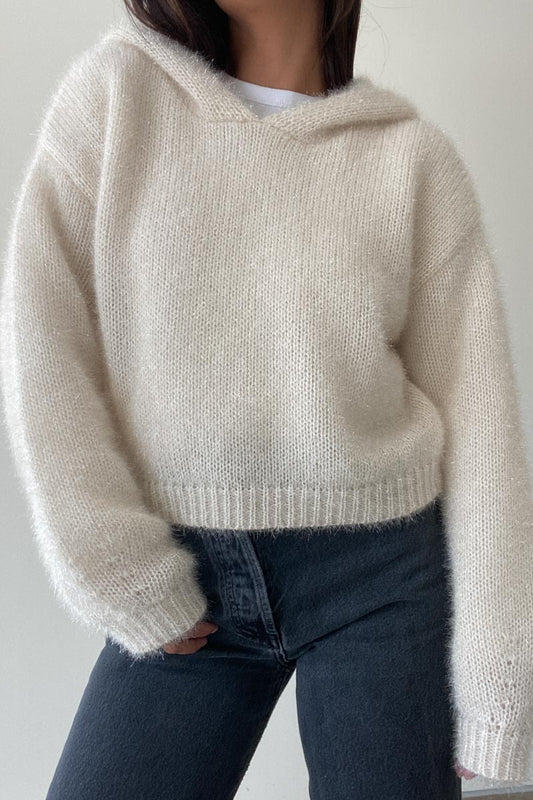 Dori Metallic Knit Crop Hoodie