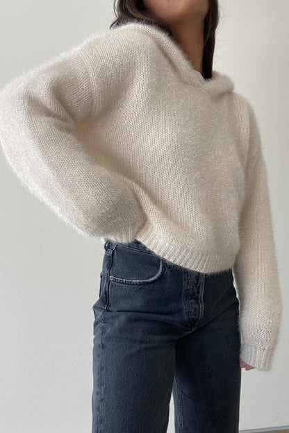 Dori Metallic Knit Crop Hoodie