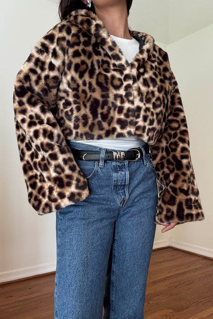 Fiorella Leopard Cropped Fur Jacket
