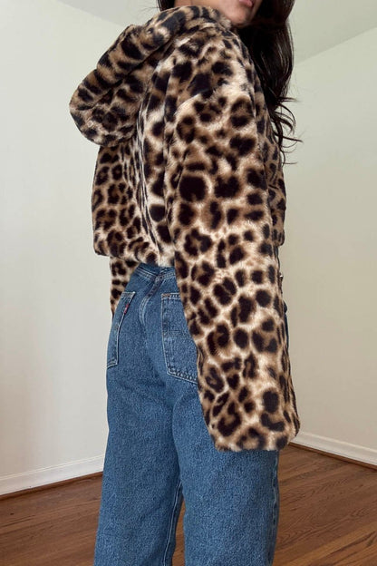 Fiorella Leopard Cropped Fur Jacket