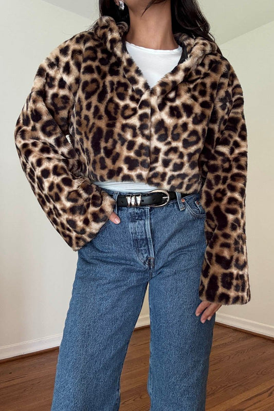 Fiorella Leopard Cropped Fur Jacket