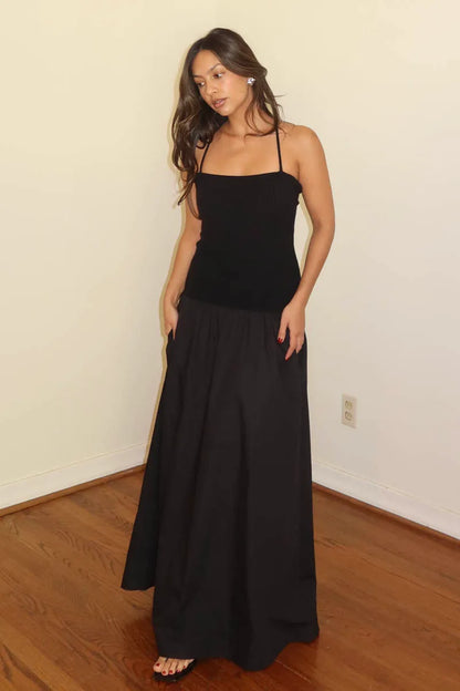 Ivory Drop Waist Maxi Dress