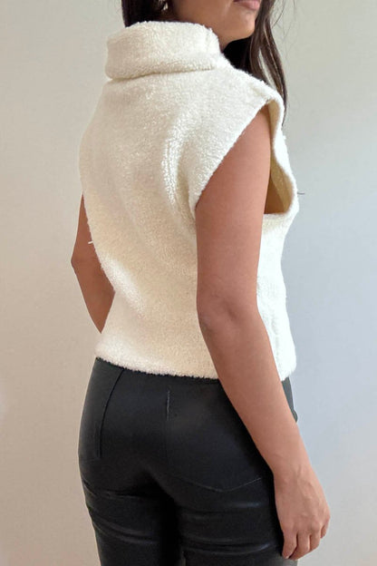 Frances Teddy Turtleneck Sleeveless Top