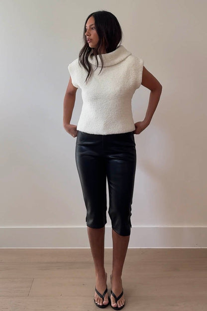 Frances Teddy Turtleneck Sleeveless Top