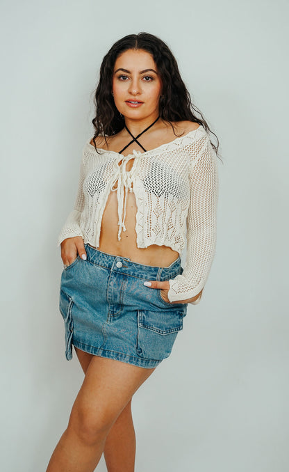 Colleen Cargo Denim Mini Skirt