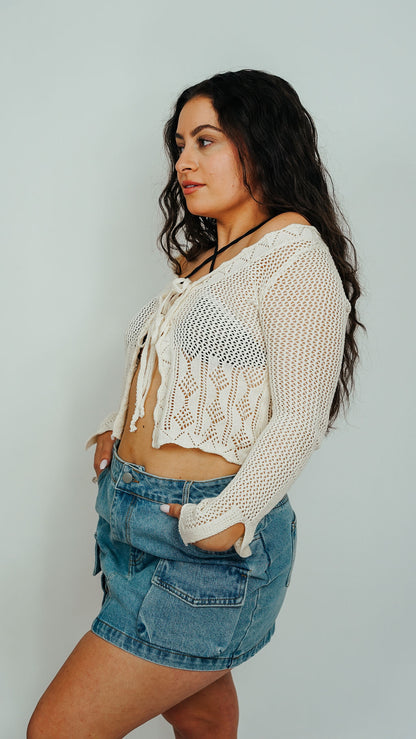 Colleen Cargo Denim Mini Skirt