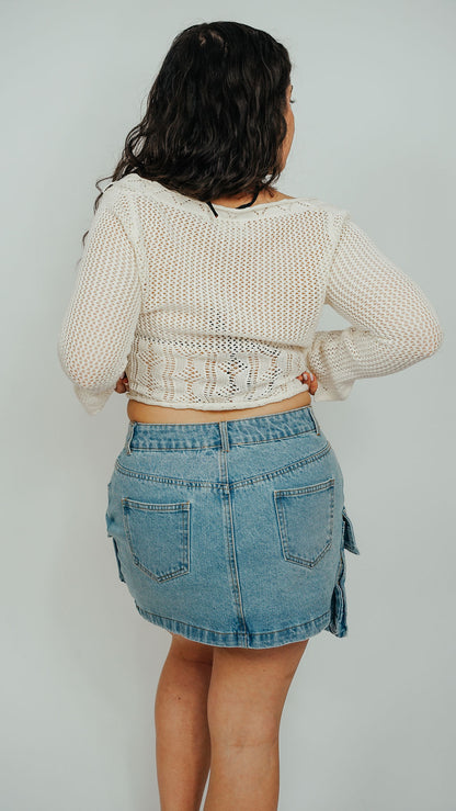 Colleen Cargo Denim Mini Skirt