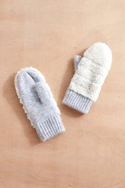 Look By M Knit Cuff Sherpa Mittens