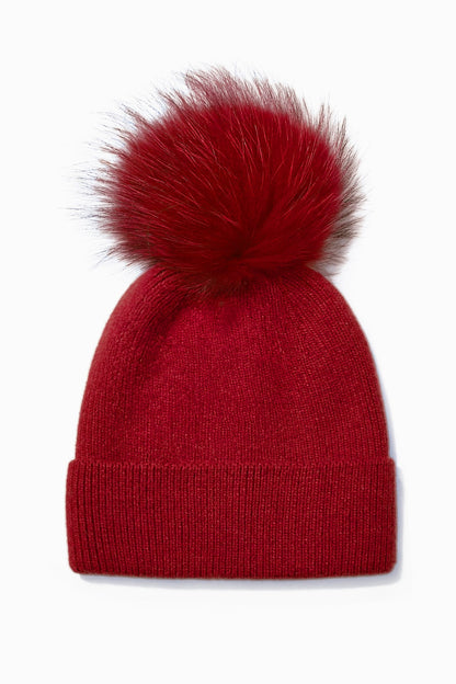 Look By M Basic Ribbed Knit Pom Pom Beanie