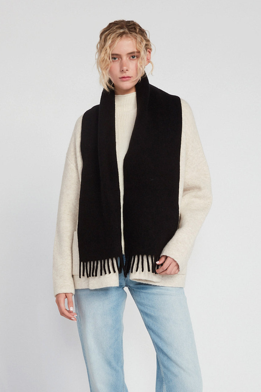Look By M Wool Blend Fringe Trim Scarf