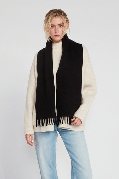 Look By M Wool Blend Fringe Trim Scarf