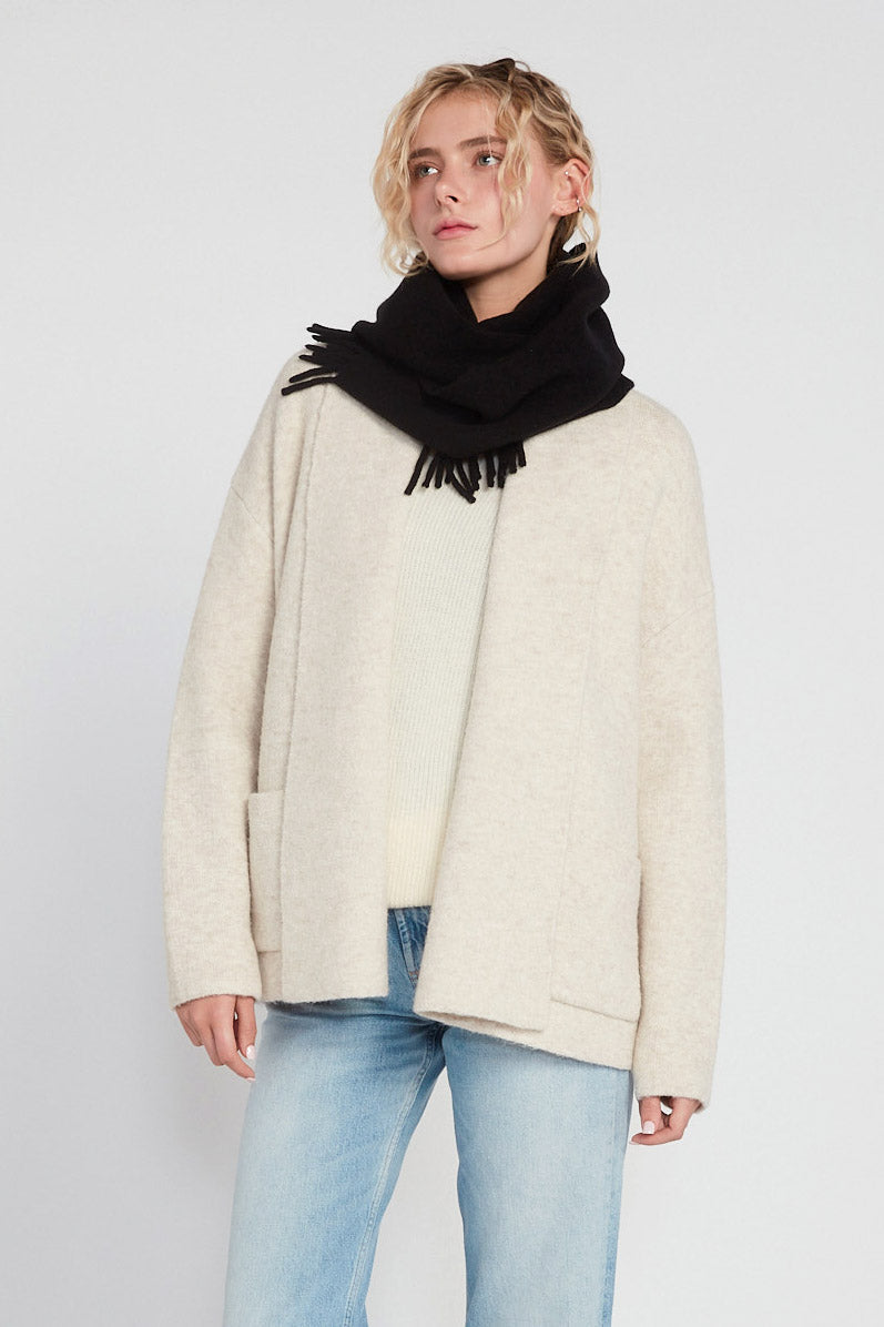 Look By M Wool Blend Fringe Trim Scarf