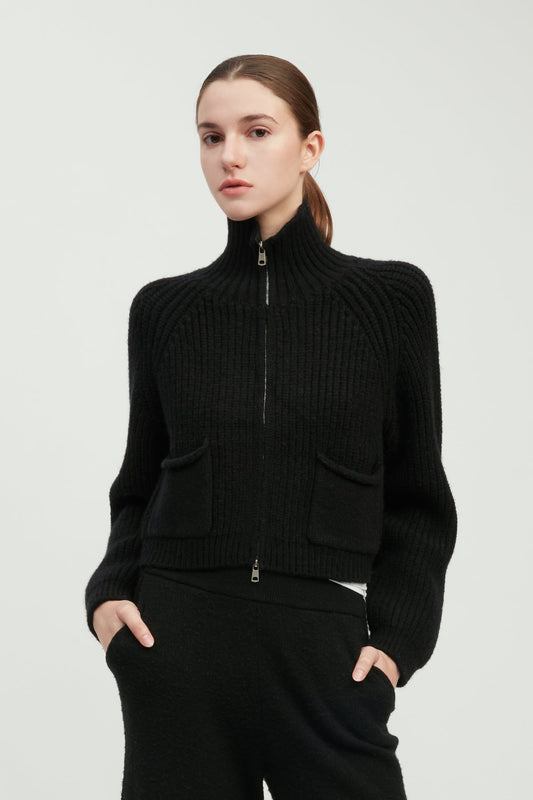 Common Knit Pocket Detailed Crop Knit Jacket MW3400
