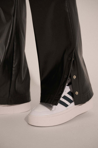 Dahlia Vegan Leather Snap-Cuff Pants