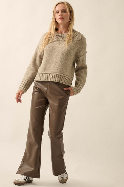 Dahlia Vegan Leather Snap-Cuff Pants