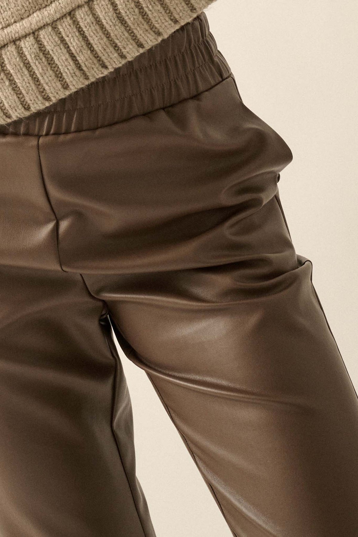 Dahlia Vegan Leather Snap-Cuff Pants