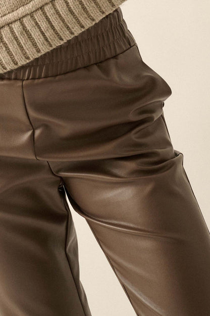 Dahlia Vegan Leather Snap-Cuff Pants