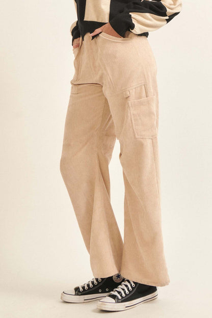 Dara Pleated Corduroy Cargo Pants