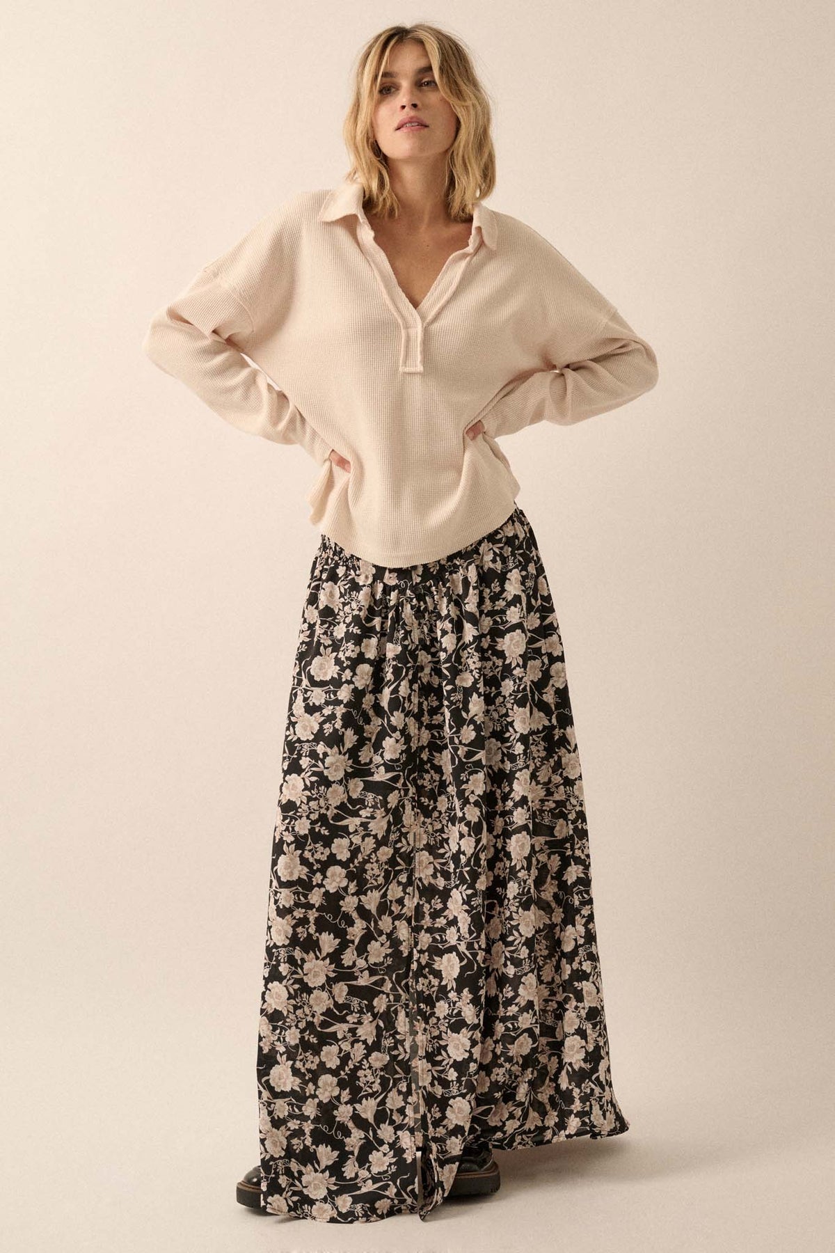 Dakota Waffle Knit Long Sleeve Top