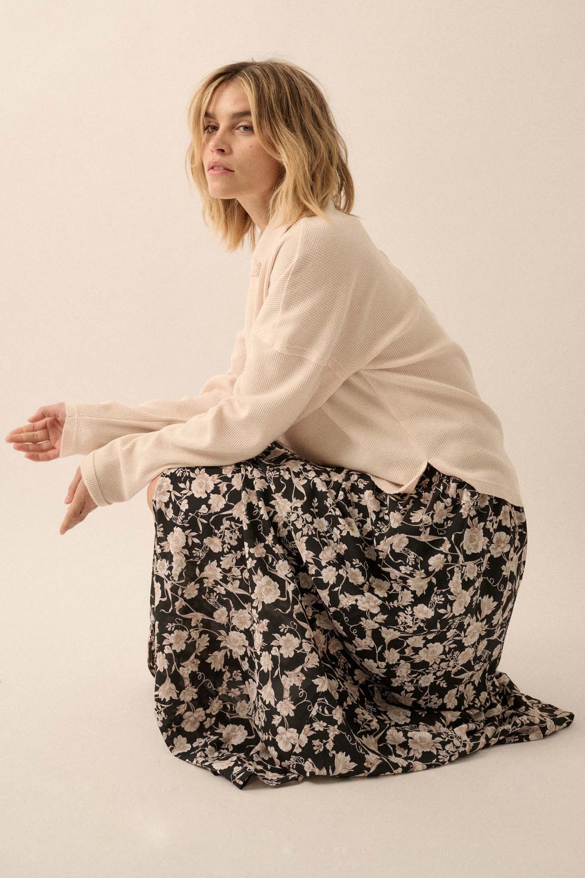 Dakota Waffle Knit Long Sleeve Top