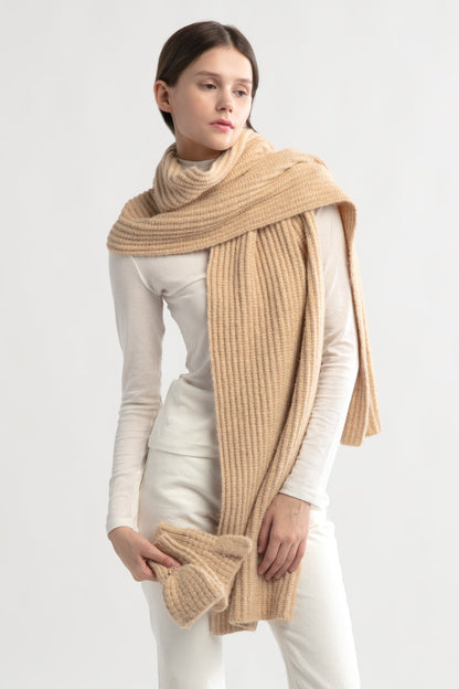 Look By M Wool Blend Rib Knit Scarf