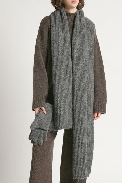 Look By M Wool Blend Rib Knit Scarf