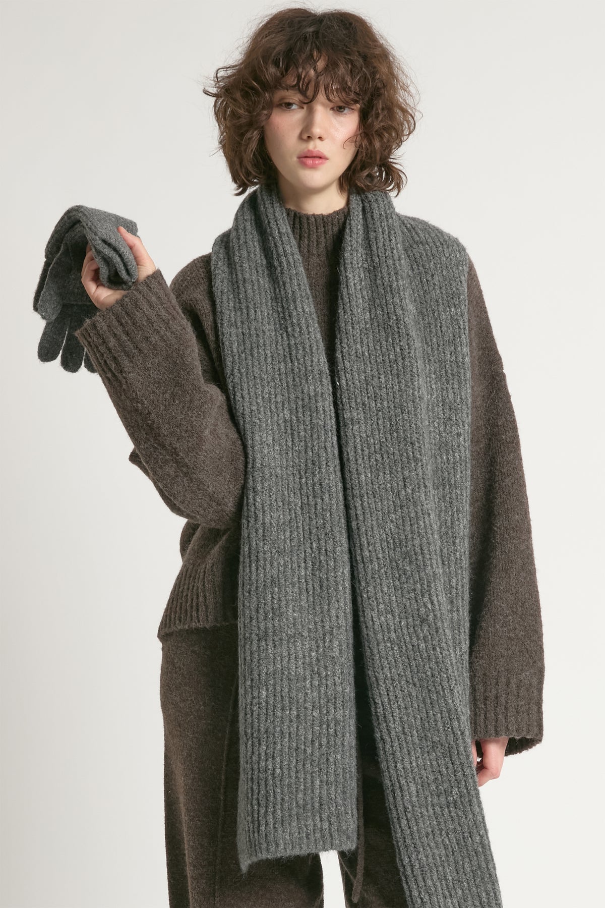 Look By M Wool Blend Rib Knit Scarf