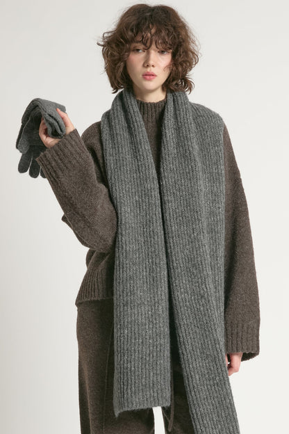 Look By M Wool Blend Rib Knit Scarf