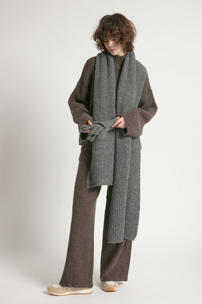 Look By M Wool Blend Rib Knit Scarf