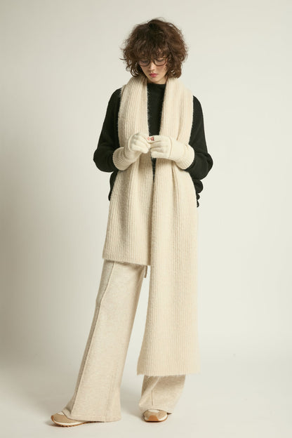 Look By M Wool Blend Rib Knit Scarf