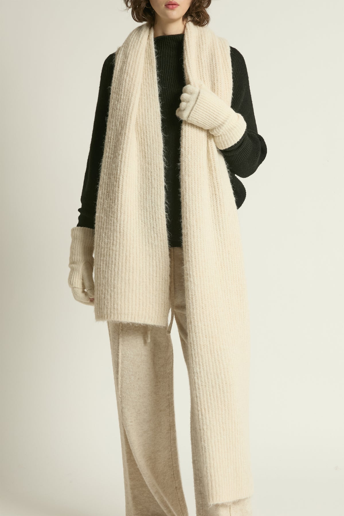 Look By M Wool Blend Rib Knit Scarf
