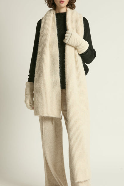 Look By M Wool Blend Rib Knit Scarf