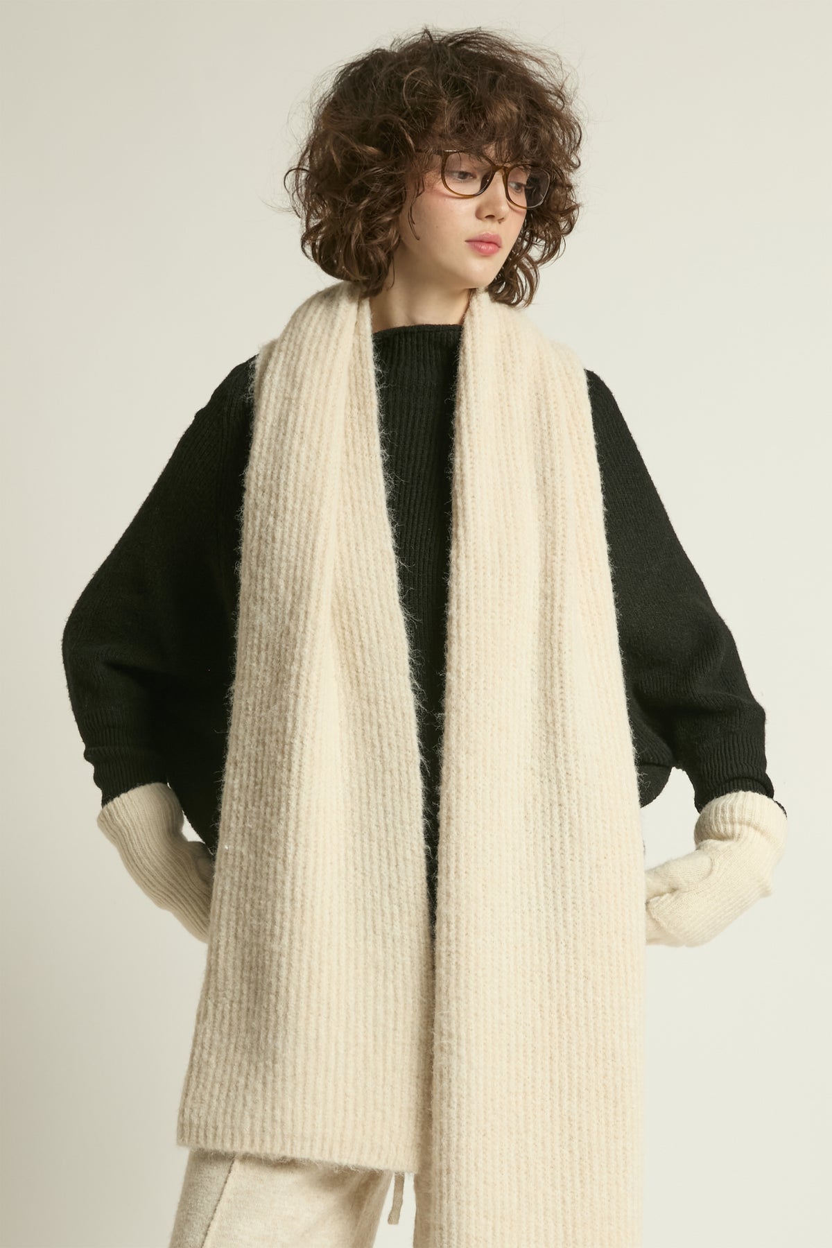 Look By M Wool Blend Rib Knit Scarf