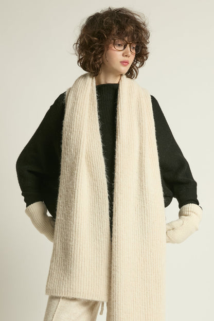 Look By M Wool Blend Rib Knit Scarf