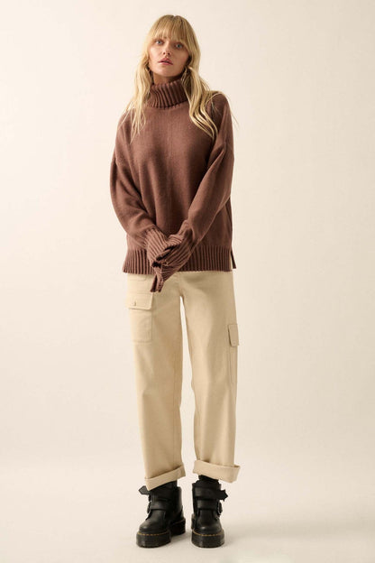 Dana Split-Sleeve Turtleneck Sweater