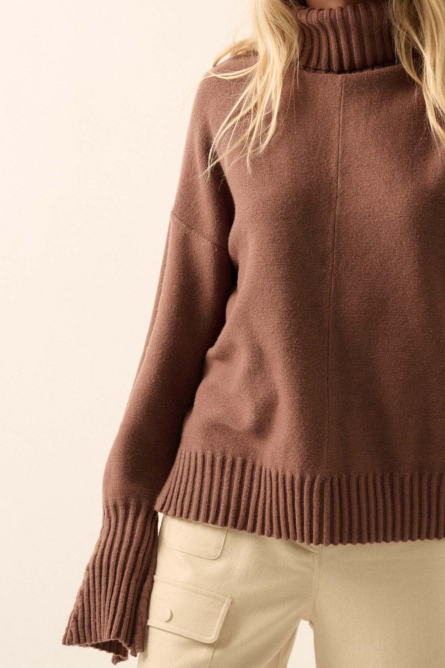 Dana Split-Sleeve Turtleneck Sweater