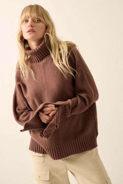 Dana Split-Sleeve Turtleneck Sweater