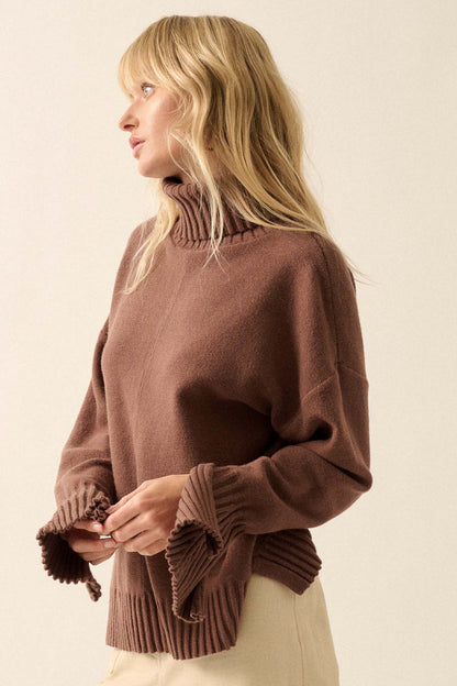 Dana Split-Sleeve Turtleneck Sweater