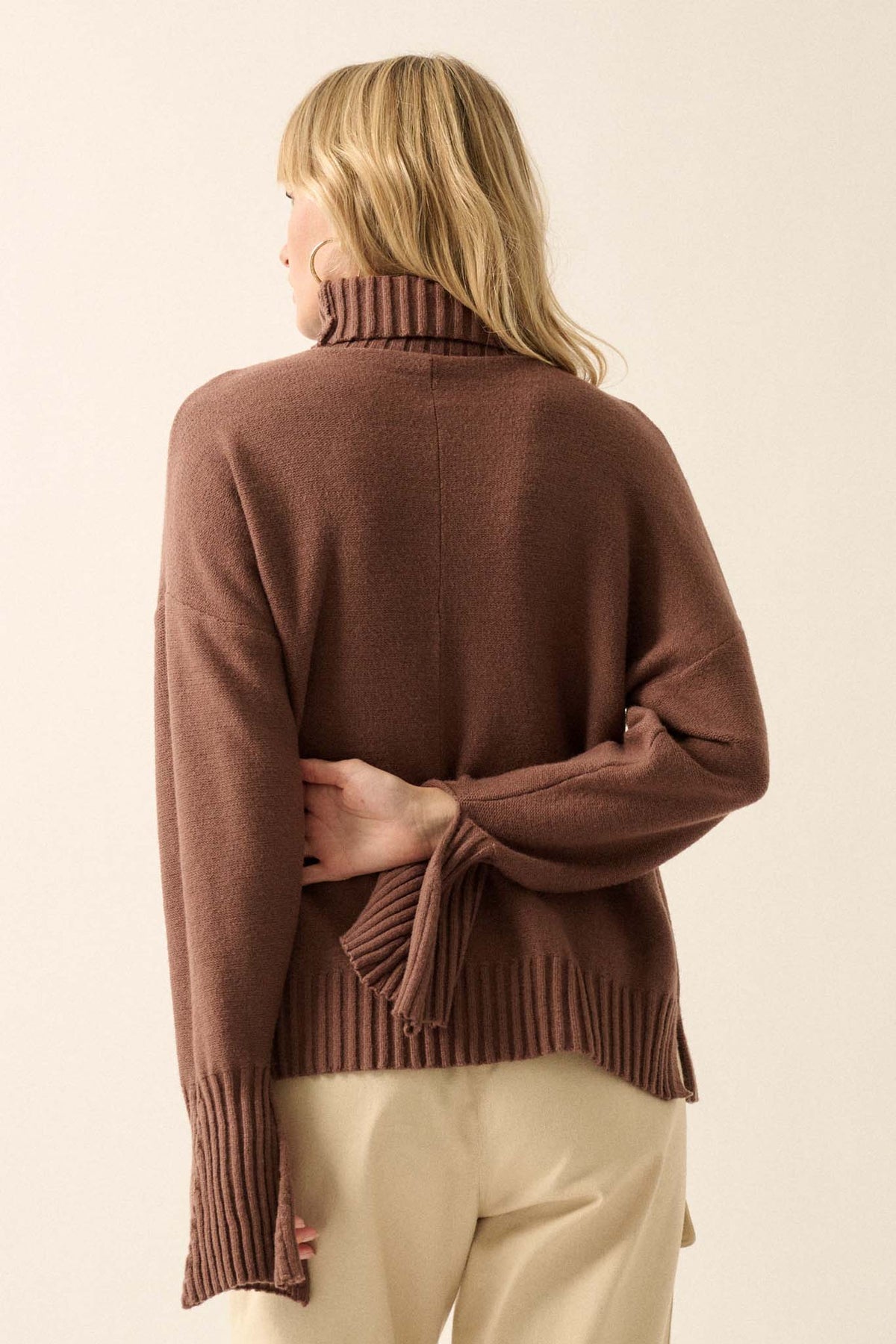 Dana Split-Sleeve Turtleneck Sweater