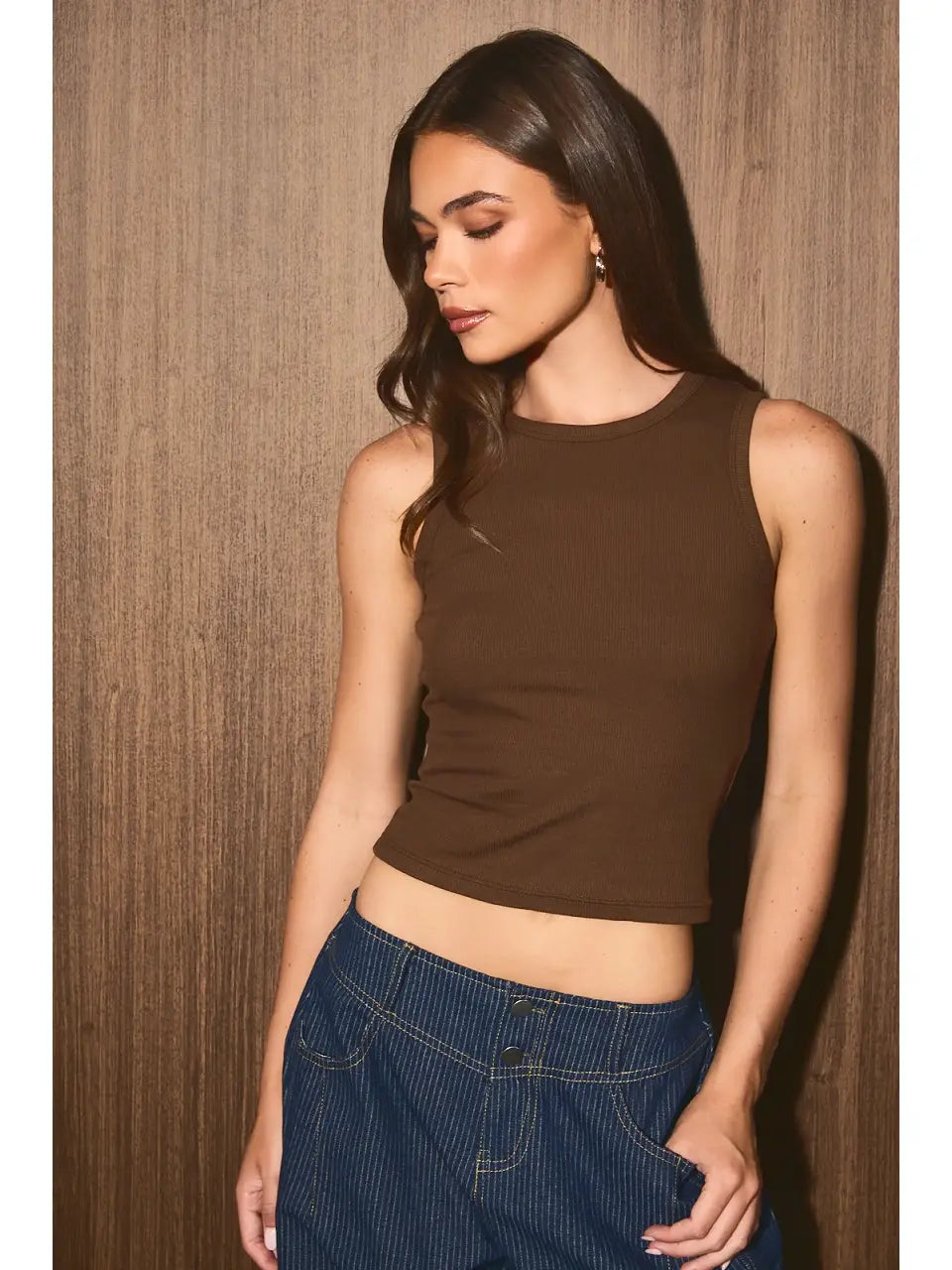 Juno Ribbed Crew Neck Tank Top