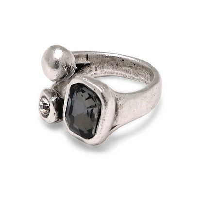 Handmade Smoky Crystal Brass Ring